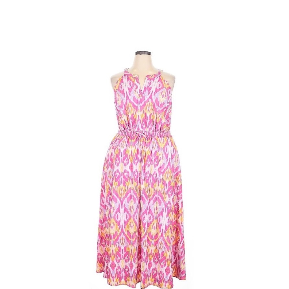 Lane Bryant Pink and Yellow Patterned Maxi Dress